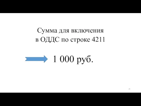 Сумма для включения в ОДДС по строке 4211 1 000 руб.