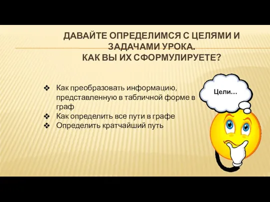 ДАВАЙТЕ ОПРЕДЕЛИМСЯ С ЦЕЛЯМИ И ЗАДАЧАМИ УРОКА. КАК ВЫ ИХ