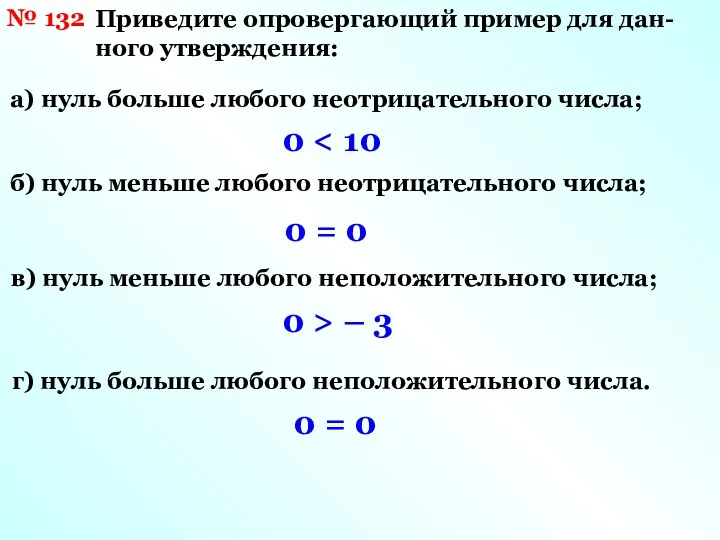 № 132 Приведите опровергающий пример для дан- ного утверждения: а)