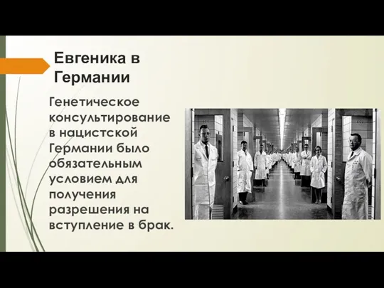 Евгеника в Германии Генетическое консультирование в нацистской Германии было обязательным