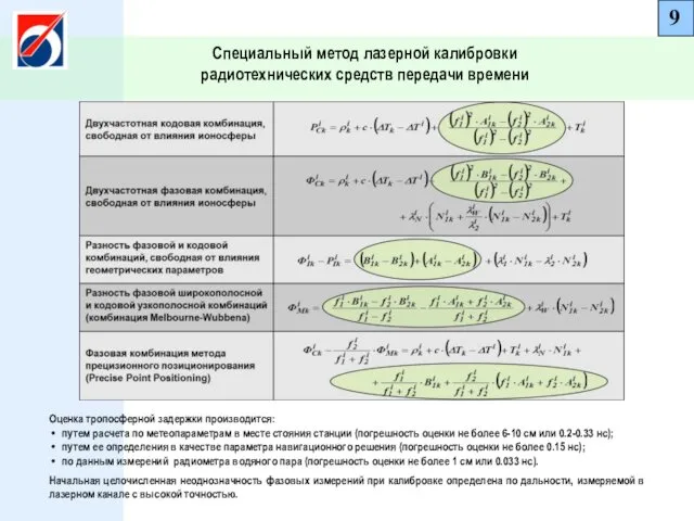 9 Специальный метод лазерной калибровки радиотехнических средств передачи времени Оценка