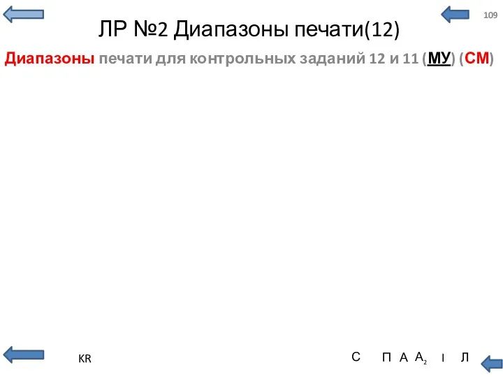 ЛР №2 Диапазоны печати(12) Диапазоны печати для контрольных заданий 12 и 11 (МУ) (СМ)