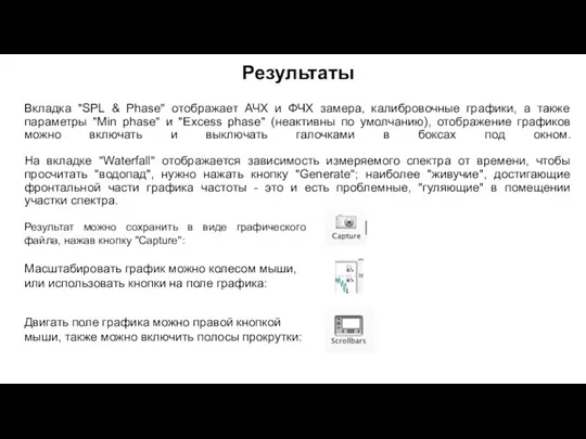 Результаты Вкладка "SPL & Phase" отображает АЧХ и ФЧХ замера,