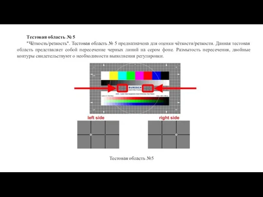 Тестовая область № 5 "Чёткость/резкость". Тестовая область № 5 предназначена