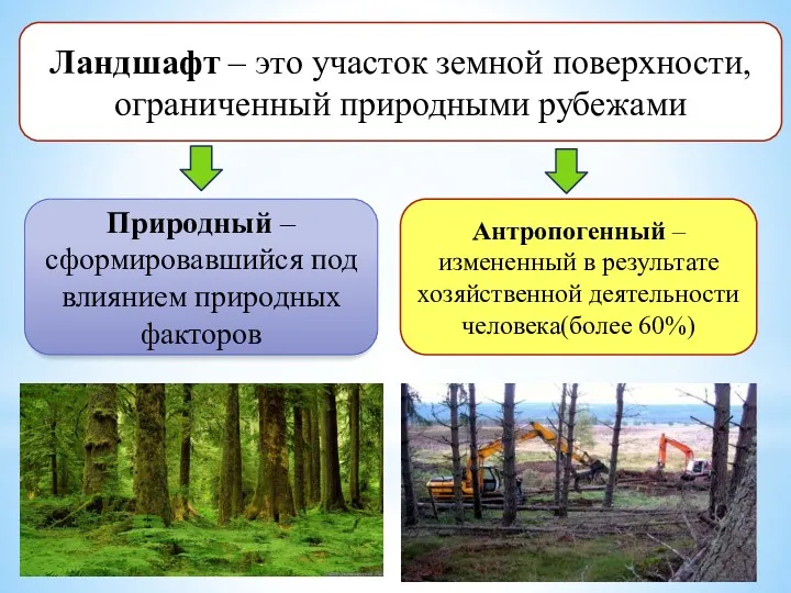 Ландшафт – это участок земной поверхности, ограниченный природными рубежами Природный – сформировавшийся под