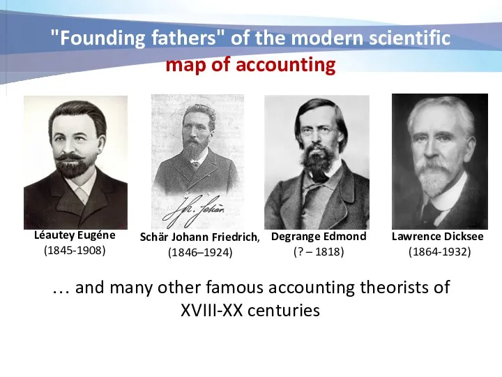 "Founding fathers" of the modern scientific map of accounting Léautey