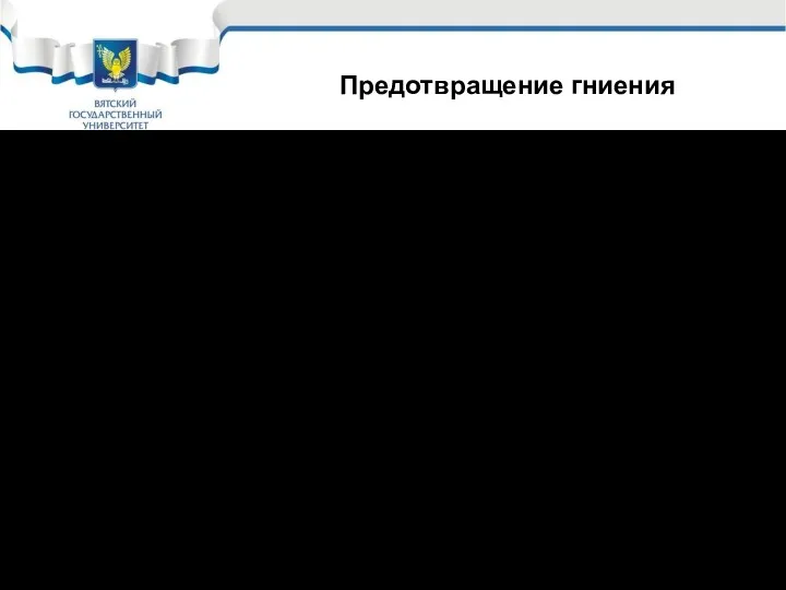 Предотвращение гниения Не брать древесину с гнилью; Обязательная просушка древесины: атмосферная, камерная, комбинированная;