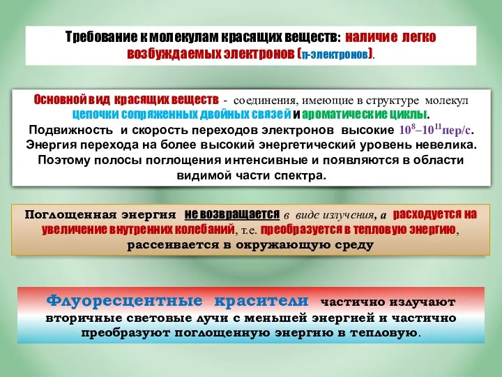 Основной вид красящих веществ - соединения, имеющие в структуре молекул