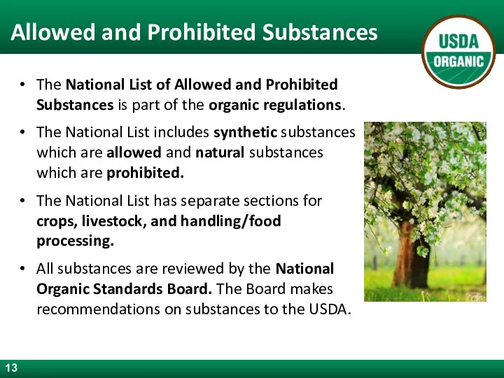 Allowed and Prohibited Substances The National List of Allowed and