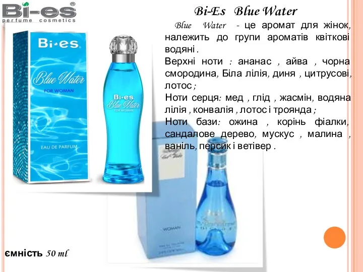 ємність 50 ml Bi-Es Blue Water Blue Water - це