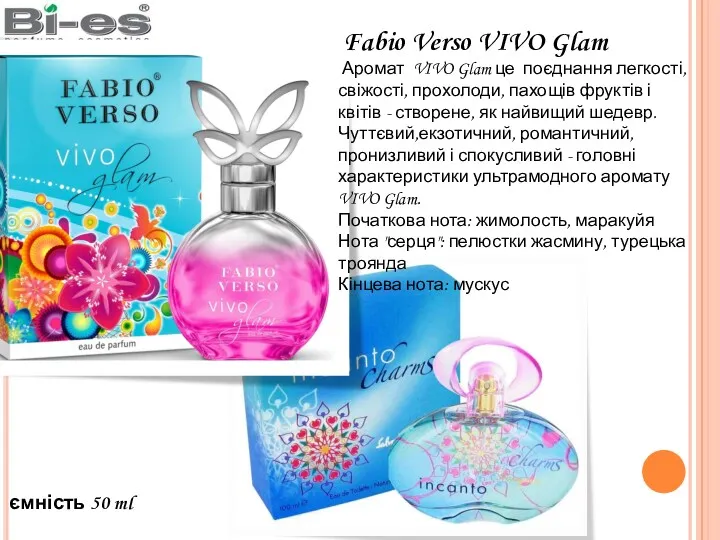 ємність 50 ml Fabio Verso VIVO Glam Аромат VIVO Glam