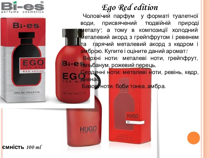 ємність 100 ml Ego Red edition Чоловічий парфум у форматі