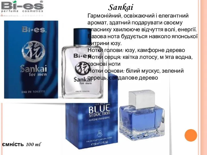 ємність 100 ml Sankai Гармонійний, освіжаючий і елегантний аромат, здатний