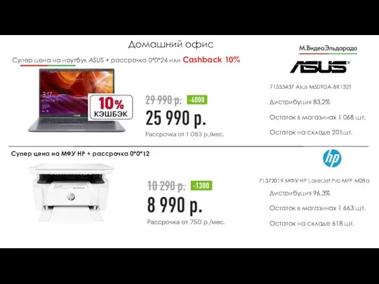 Супер цена на ноутбук ASUS + рассрочка 0*0*24 или Cashback