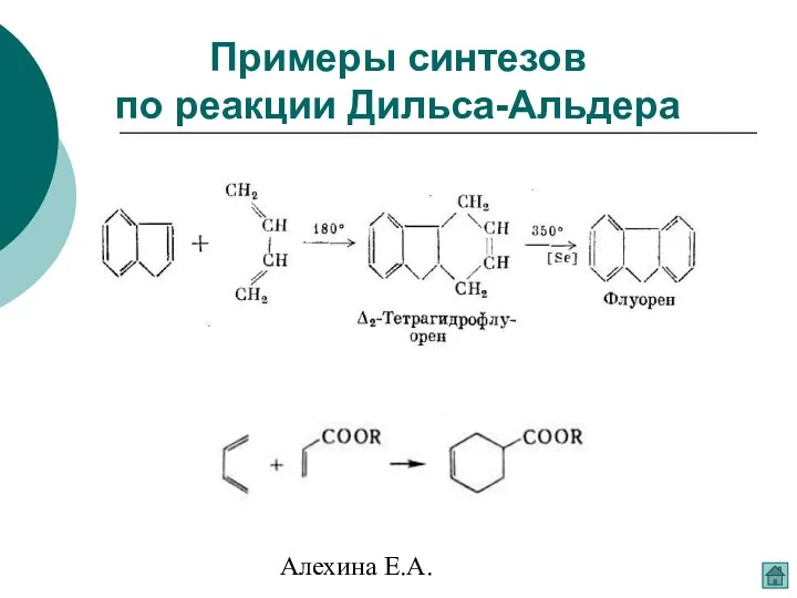 Алехина Е.А. Примеры синтезов по реакции Дильса-Альдера
