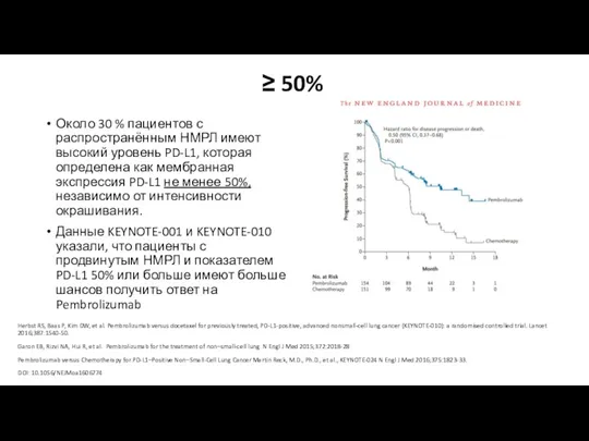 ≥ 50% Около 30 % пациентов с распространённым НМРЛ имеют