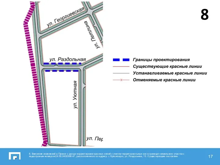 8. Внесение изменений в Проект с целью корректировки красных линий