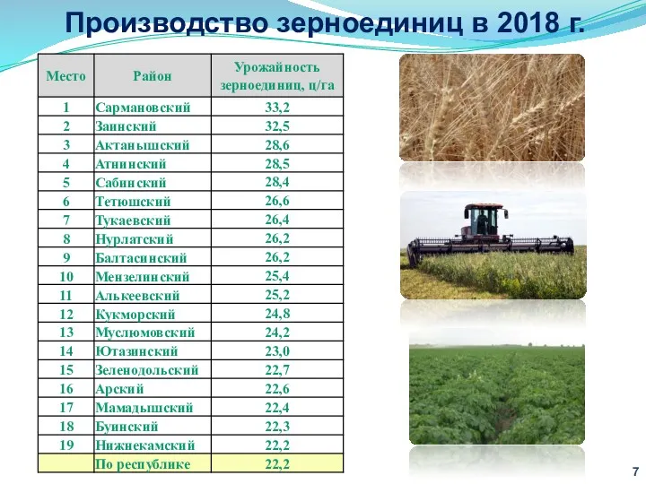 Производство зерноединиц в 2018 г.