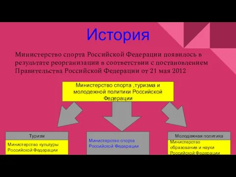 Министерство спорта Российской Федерации появилось в результате реорганизации в соответствии