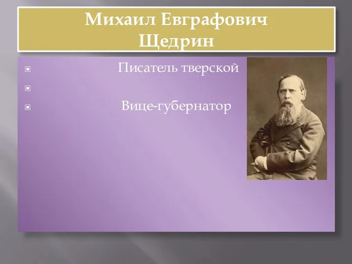 Михаил Евграфович Щедрин Писатель тверской Вице-губернатор