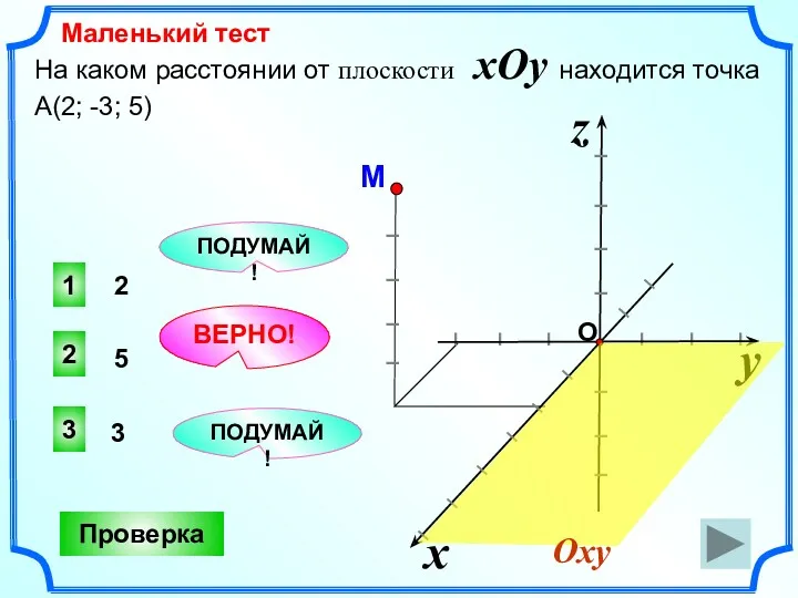 Маленький тест 5 3 2 ВЕРНО! 1 3 ПОДУМАЙ! ПОДУМАЙ!