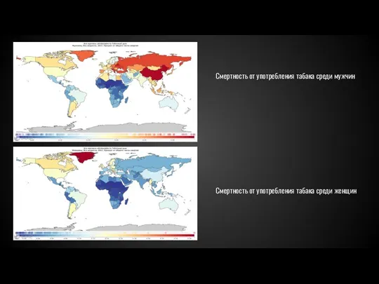 Смертность от употребления табака среди мужчин Смертность от употребления табака среди женщин