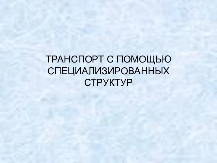 ТРАНСПОРТ С ПОМОЩЬЮ СПЕЦИАЛИЗИРОВАННЫХ СТРУКТУР