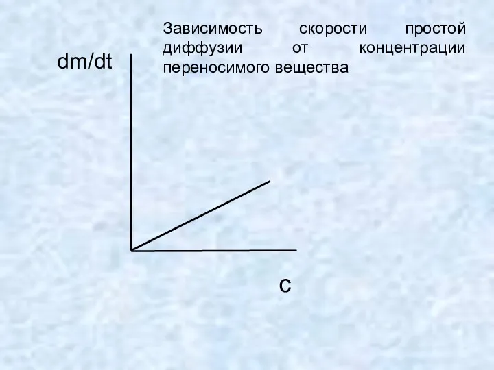 dm/dt c Зависимость скорости простой диффузии от концентрации переносимого вещества