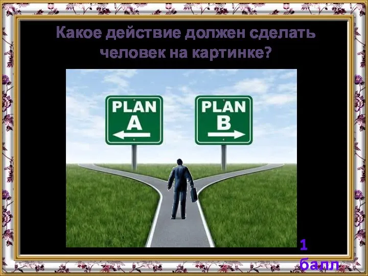 Какое действие должен сделать человек на картинке? 1 балл