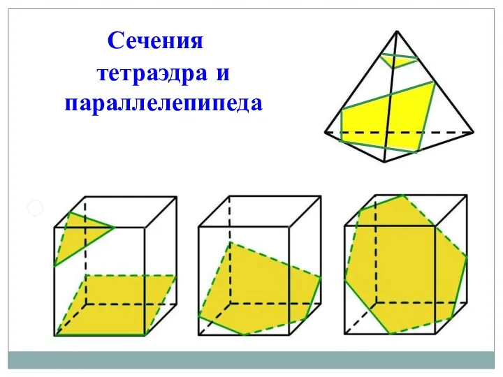 Сечения тетраэдра и параллелепипеда