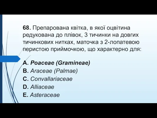 68. Препарована квiтка, в якої оцвiтина редукована до плiвок, 3