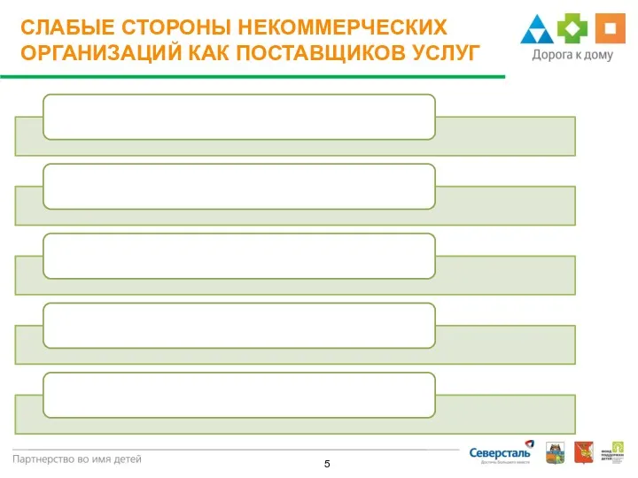 5 СЛАБЫЕ СТОРОНЫ НЕКОММЕРЧЕСКИХ ОРГАНИЗАЦИЙ КАК ПОСТАВЩИКОВ УСЛУГ