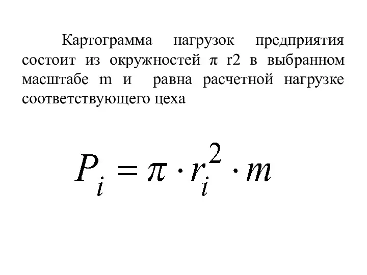 Картограмма нагрузок предприятия состоит из окружностей π r2 в выбранном