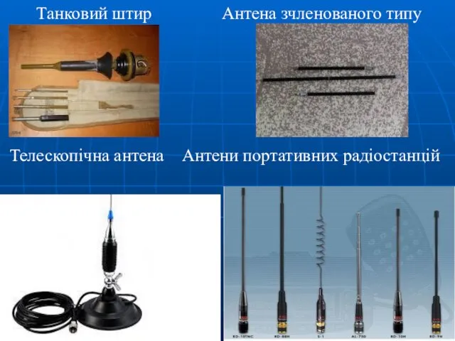 Танковий штир Антена зчленованого типу Телескопічна антена Антени портативних радіостанцій