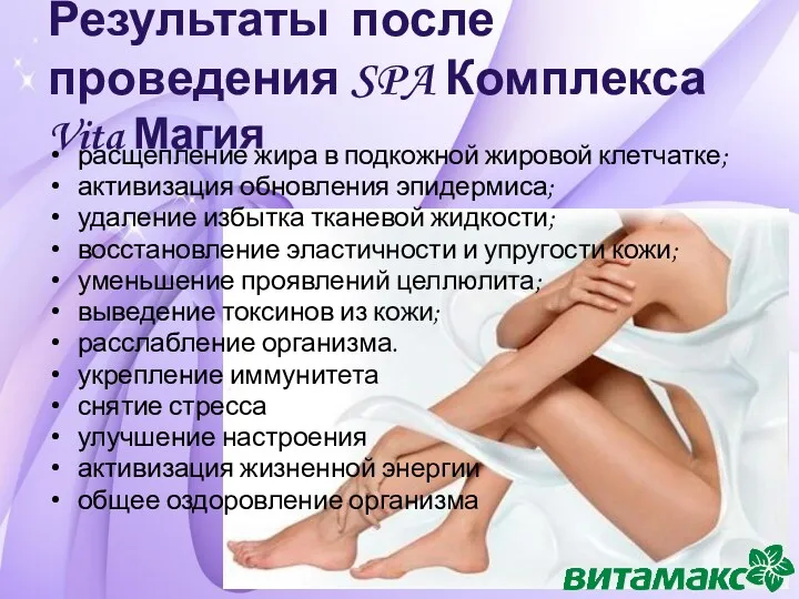 Результаты после проведения SPA Комплекса Vita Магия расщепление жира в