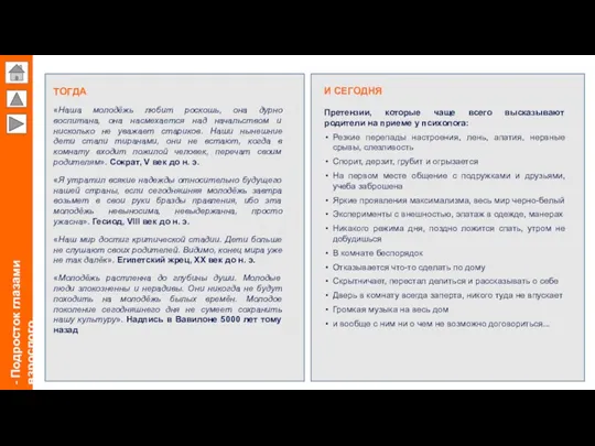 - Подросток глазами взрослого И СЕГОДНЯ Претензии, которые чаще всего