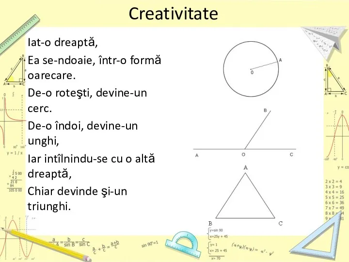 Creativitate Iat-o dreaptă, Ea se-ndoaie, într-o formă oarecare. De-o roteşti,