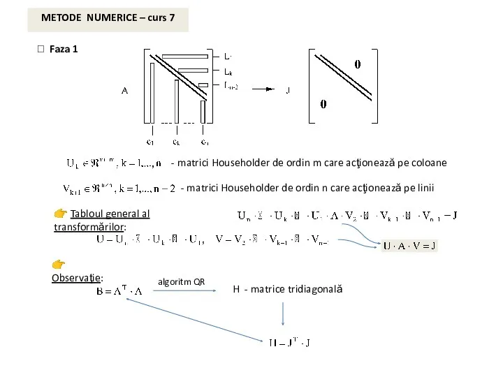 METODE NUMERICE – curs 7 ⮚ Faza 1 - matrici