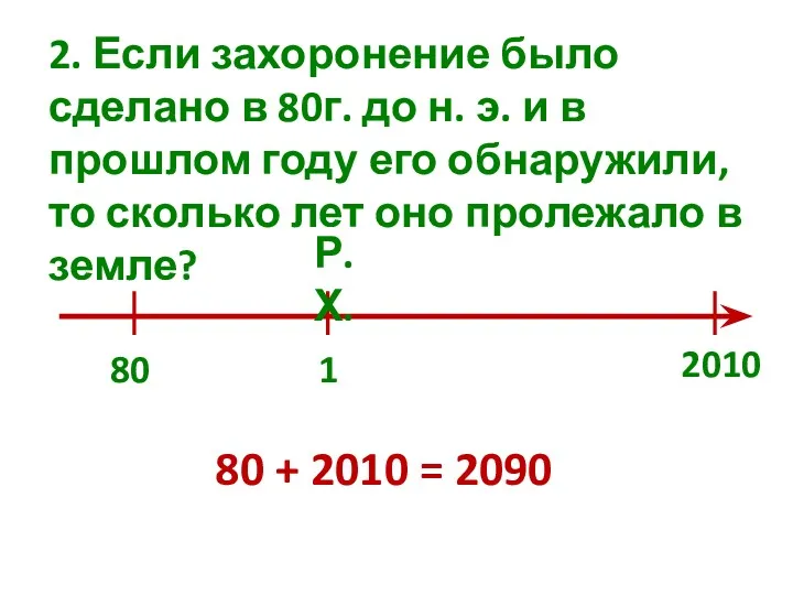 2. Если захоронение было сделано в 80г. до н. э.