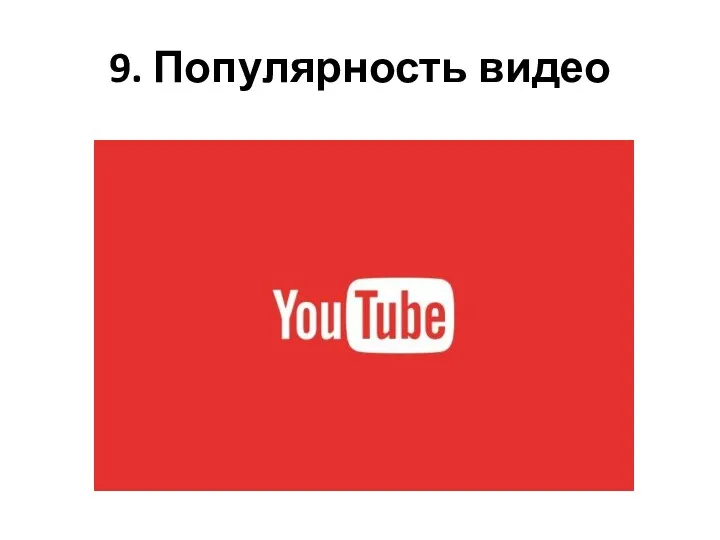 9. Популярность видео