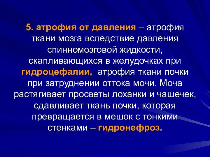 5. атрофия от давления – атрофия ткани мозга вследствие давления