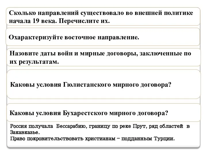 Сколько направлений существовало во внешней политике начала 19 века. Перечислите