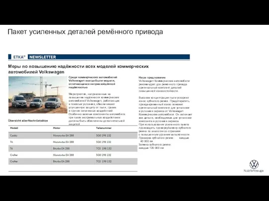 Пакет усиленных деталей ремённого привода Меры по повышению надёжности всех