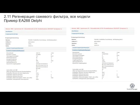 2.11 Регенерация сажевого фильтра, все модели Пример EA288 Delphi