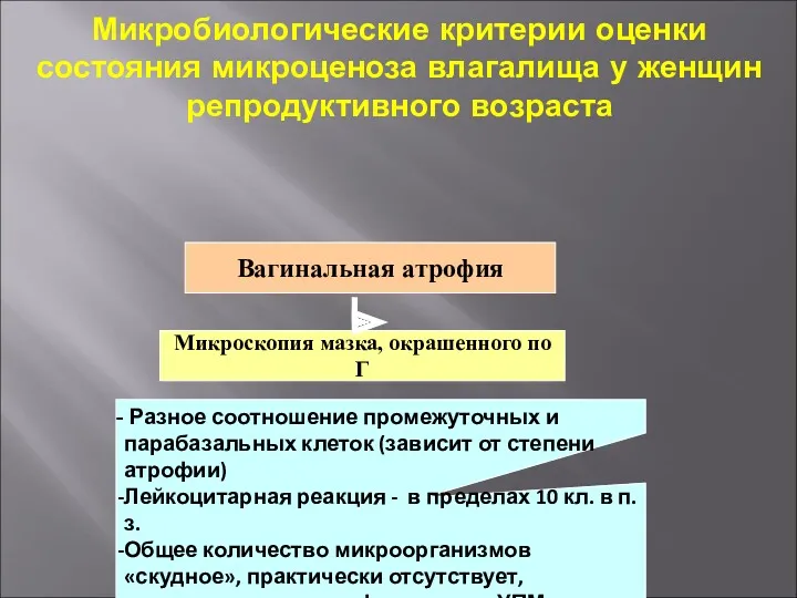 Микробиологические критерии оценки состояния микроценоза влагалища у женщин репродуктивного возраста