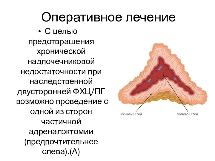 С целью предотвращения хронической надпочечниковой недостаточности при наследственной двусторонней ФХЦ/ПГ