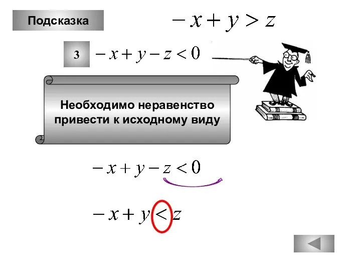 Подсказка Необходимо неравенство привести к исходному виду 3