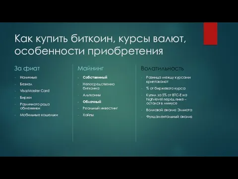 Как купить биткоин, курсы валют, особенности приобретения За фиат Наличные