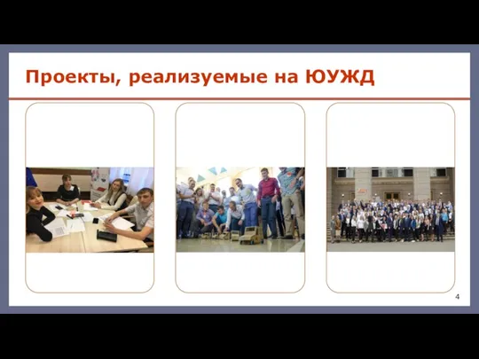 Проекты, реализуемые на ЮУЖД