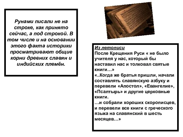 Рунами писали не на строке, как принято сейчас, а под